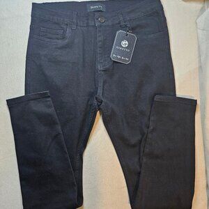 Gingtto Men's Black Skinny Fit Distressed Jeans -  Size 34